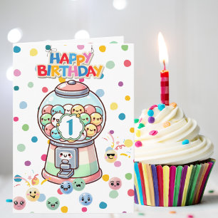 Funny Cute Whimsical Gumball,Custom Kids Birthday Card