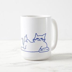 Funny Cute White Cat Doodle Character Coffee Mug
