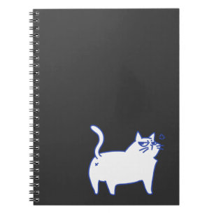 Funny Cute White Cat Doodle Character Notebook