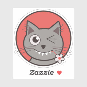 Funny Cute Winking Cartoon Kitty Cat