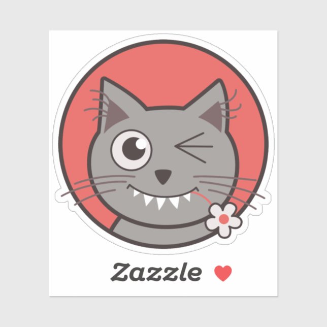 Funny Cute Winking Cartoon Kitty Cat (Sheet)