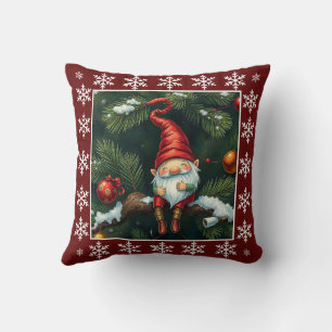 Funny Cute Winter Whimsical Scandinavian Gnome Cushion