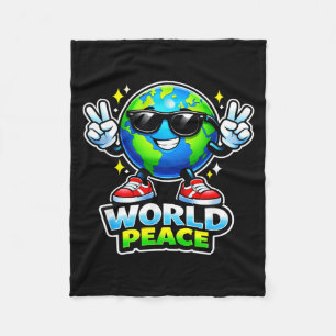 Funny Cute World Peace Positive Uplifting Message Fleece Blanket