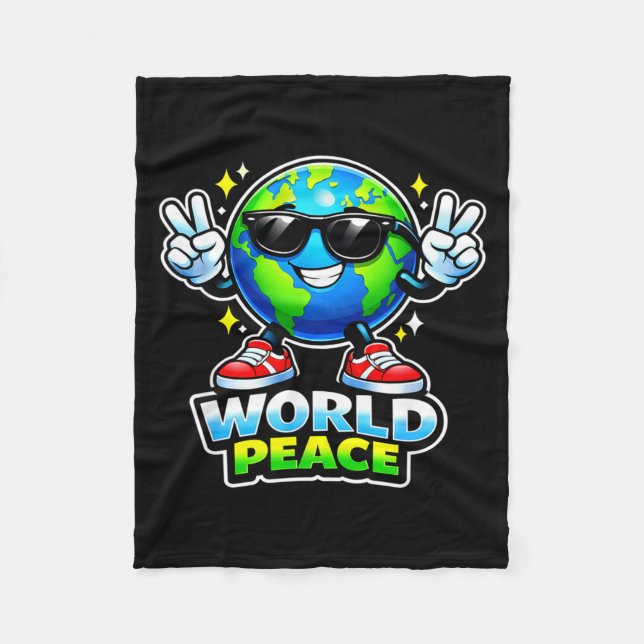 Funny Cute World Peace Positive Uplifting Message  Fleece Blanket (Front)