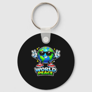 Funny cute world peace positive uplifting message key ring