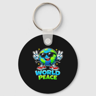Funny Cute World Peace Spreading Kindness Movement Key Ring