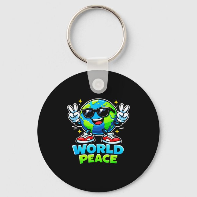 Funny Cute World Peace Spreading Kindness Movement Key Ring (Front)