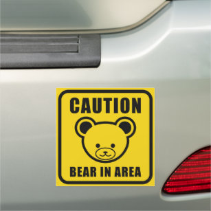 Funny Cute Yellow Black Teddy Bear Warning Sign