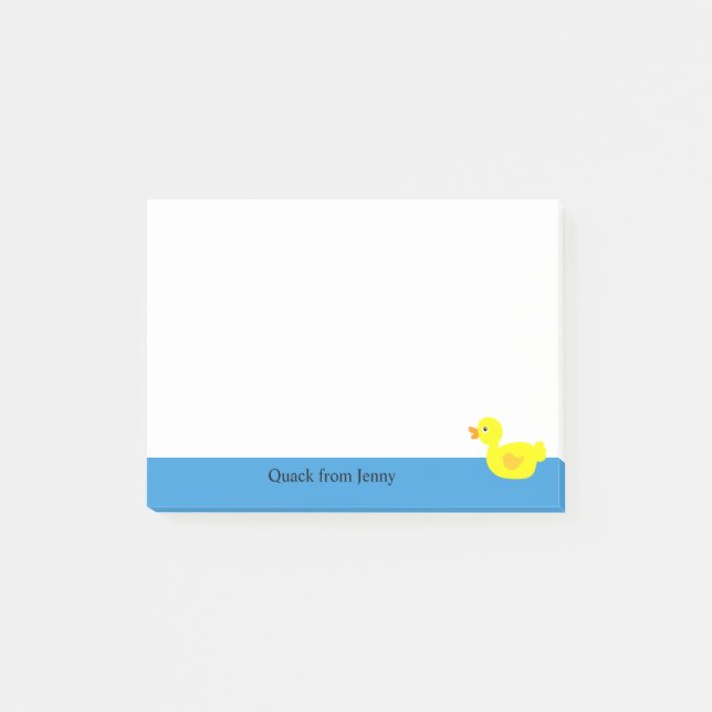 Funny Cute Yellow Duck Animal Custom Name Post-it  Notes (Front)