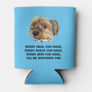 Funny Cute Yorkshire Terrier Dog Black and White Can Cooler