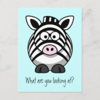 Funny Cute Zebra Postcard