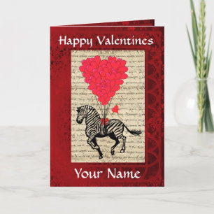 Funny cute zebra valentines day holiday card
