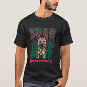 Funny Cute Zombie German Shepherd and Dancing Zomb T-Shirt