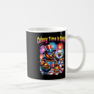 Funny Cutesy Time Is Over Patriotic Animals Indepe Coffee Mug