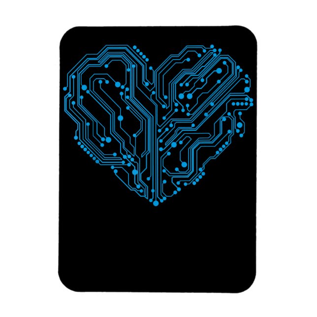 Funny Cyber Circuit Heart Valentines Day Engineer Magnet (Vertical)