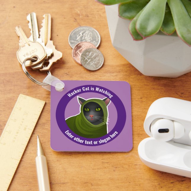Funny Cyber Fraud Awareness - Hackers are Watching Key Ring (Desk)