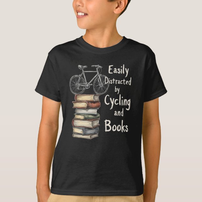 Funny  Cycling and Books Lover Quote  T-Shirt (Front)