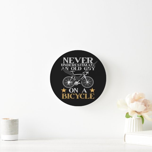 Funny Cycling Biker Humour Round Clock (Home)