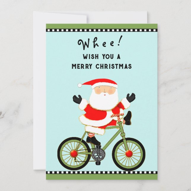 Funny Cycling Cyclist Christmas Holiday Card (Front)