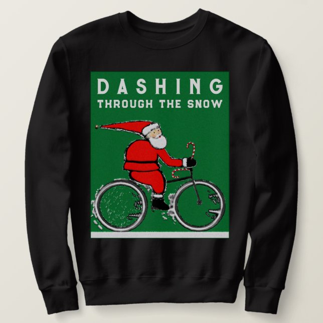 Funny Cycling Cyclist Christmas Sweatshirt (Design Front)