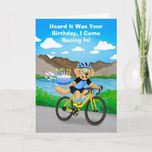 Funny Cycling Dog Birthday Bicycle Cake Delivery  Card