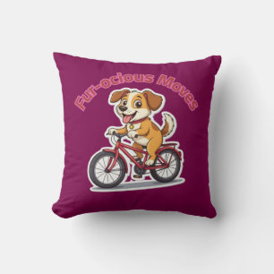 **Funny Cycling Dog – Cute Dog Riding a Bicycle Il Cushion