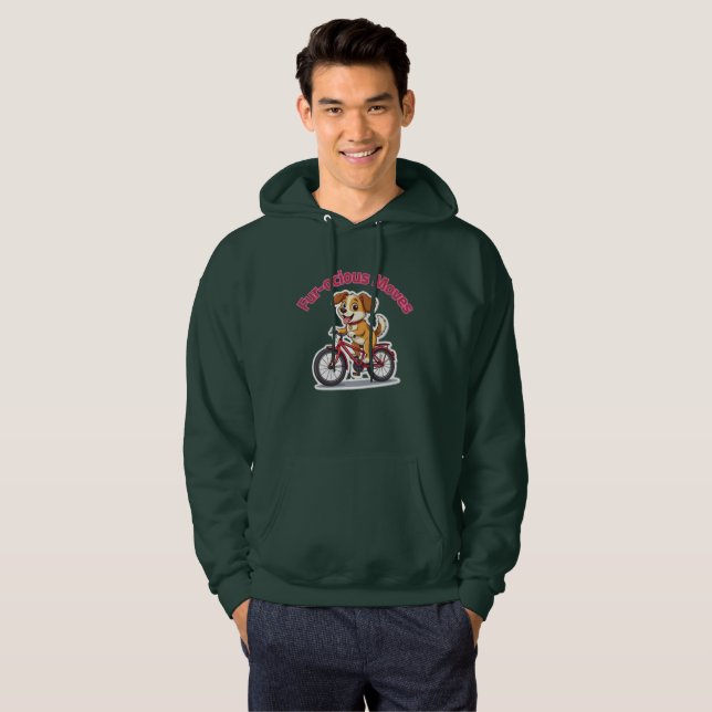 **Funny Cycling Dog – Cute Dog Riding a Bicycle Il Hoodie (Front Full)