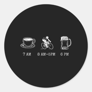 Funny Cycling Humour Quote Coffee Ride Beer Biking Classic Round Sticker