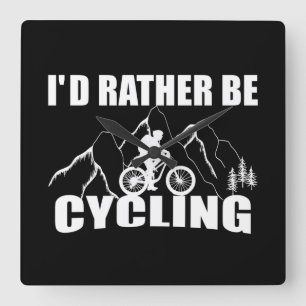 Funny cycling quote square wall clock
