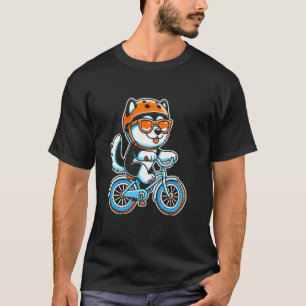 Funny Cycling Riding Bicycle Husky Dog T-Shirt