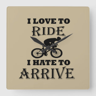 Funny cycling saying square wall clock
