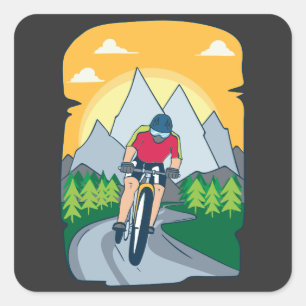 Funny Cycling Square Sticker