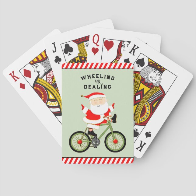 Funny Cyclist Christmas Playing Cards (Back)