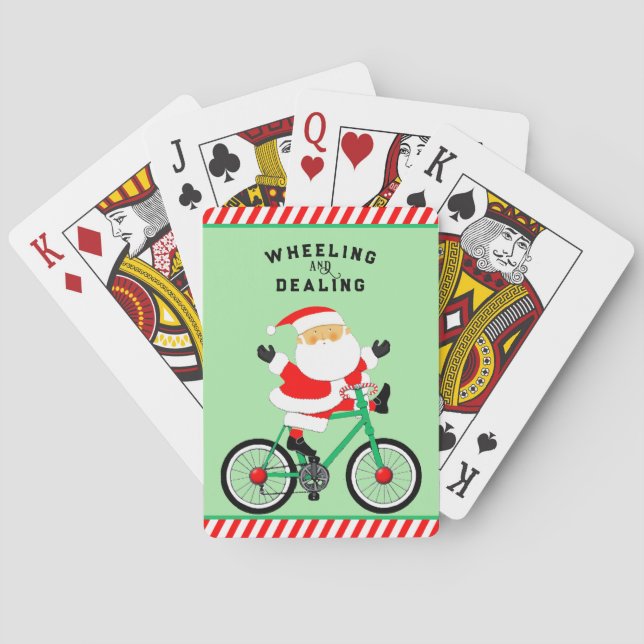 Funny Cyclist Christmas Playing Cards (Back)