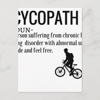 Funny Cycopath Noun Design Dictionary Definition Postcard