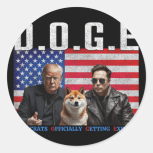 Funny D.o.g.e Doge Democrats Officially Getting Classic Round Sticker