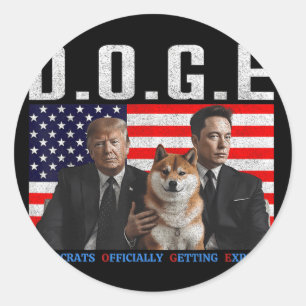 Funny D.o.g.e Doge Democrats Officially Getting Ex Classic Round Sticker