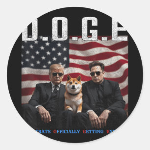 Funny D.o.g.e Doge Democrats Officially Getting Ex Classic Round Sticker