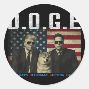 Funny D.o.g.e Doge Democrats Officially Getting Ex Classic Round Sticker