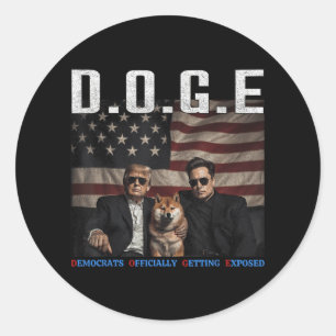 Funny D.o.g.e Doge Democrats Officially Getting Ex Classic Round Sticker