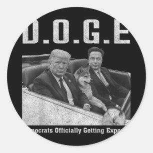 Funny D.o.g.e Doge Democrats Officially Getting Ex Classic Round Sticker