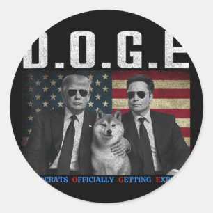 Funny D.o.g.e Doge Democrats Officially Getting Ex Classic Round Sticker