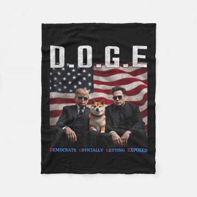 Funny D.o.g.e Doge Democrats Officially Getting Ex Fleece Blanket (Front)
