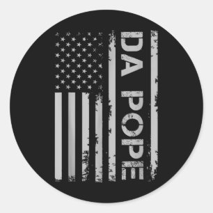 Funny Da Pope Catholic Humour Vintage America Flag Classic Round Sticker