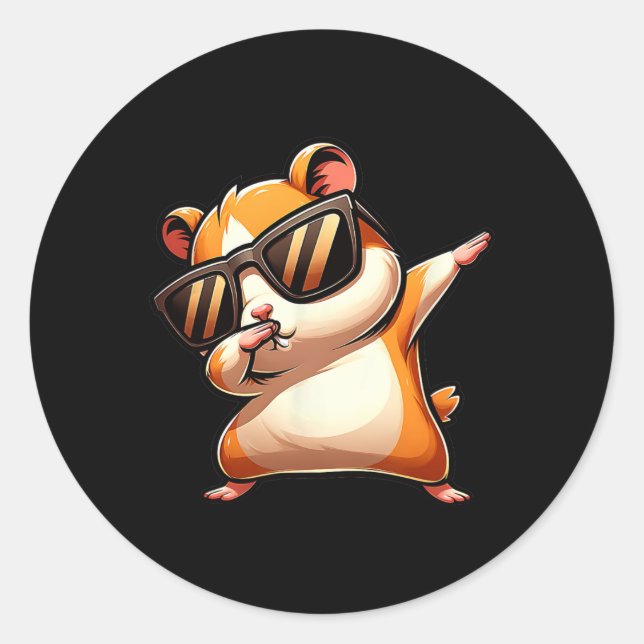 Funny Dab Animal Dancing Dabbing Hamster Meme  Classic Round Sticker (Front)