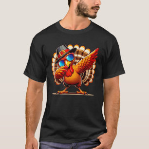 Funny Dab Dabbing Pilgrim Turkey Thanksgiving Day  T-Shirt