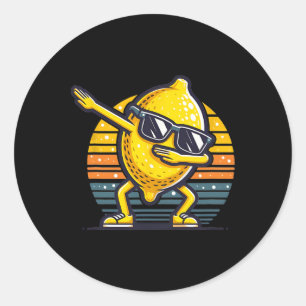 Funny Dab Lemon Dancing Dabbing Retro Fruit 5  Classic Round Sticker