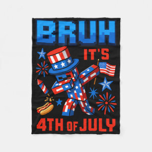 Funny Dabbing 4th Of July Bruh Usa Pixel Gamer Boy Fleece Blanket