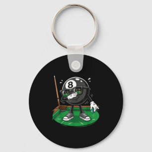 Funny dabbing 8 ball pool player billiards team key ring