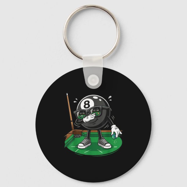 Funny dabbing 8 ball pool player billiards team  key ring (Front)
